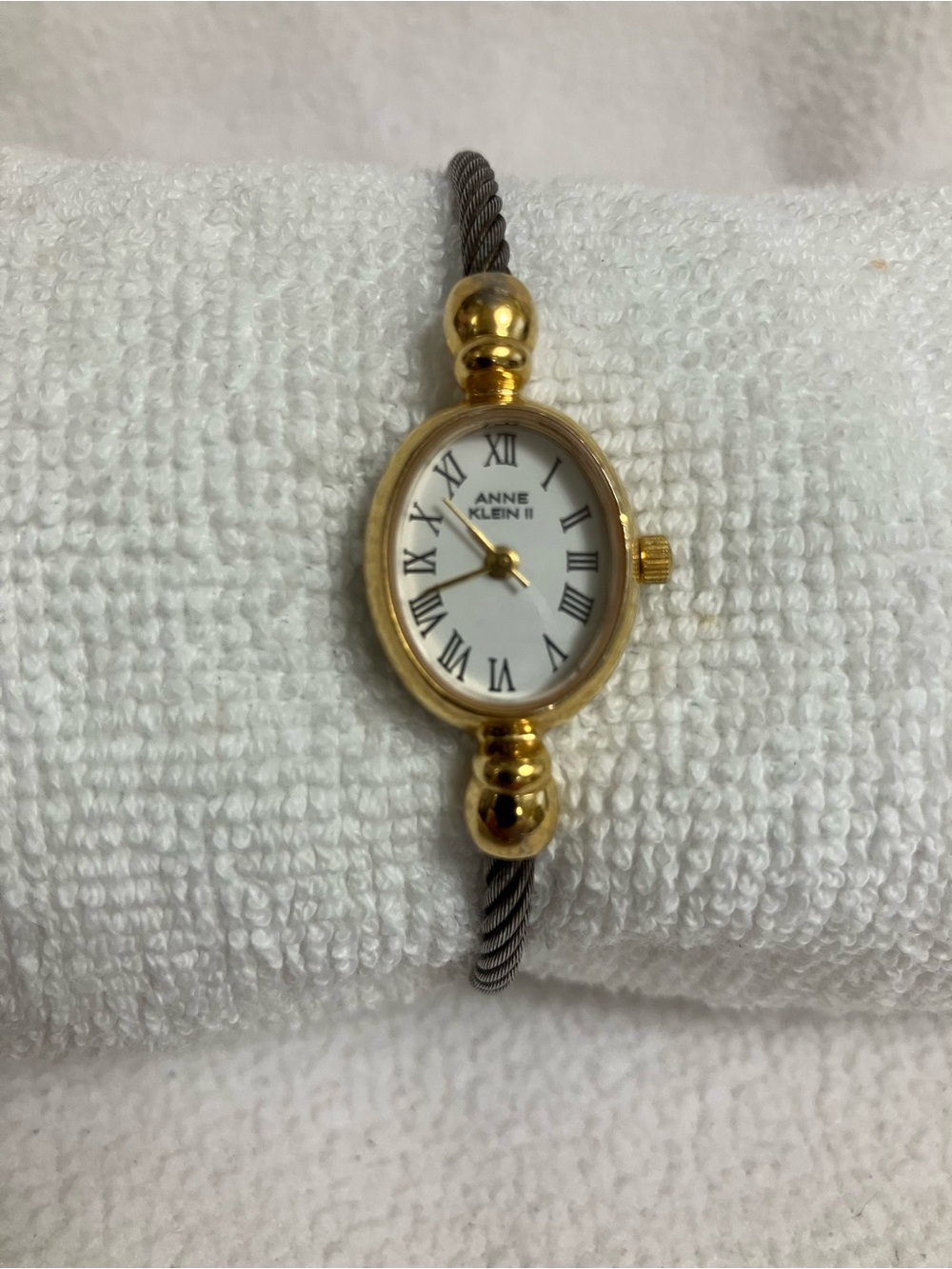 Vintage Anne Klein II Two-Tone Cable Bangle Watch - WORKING